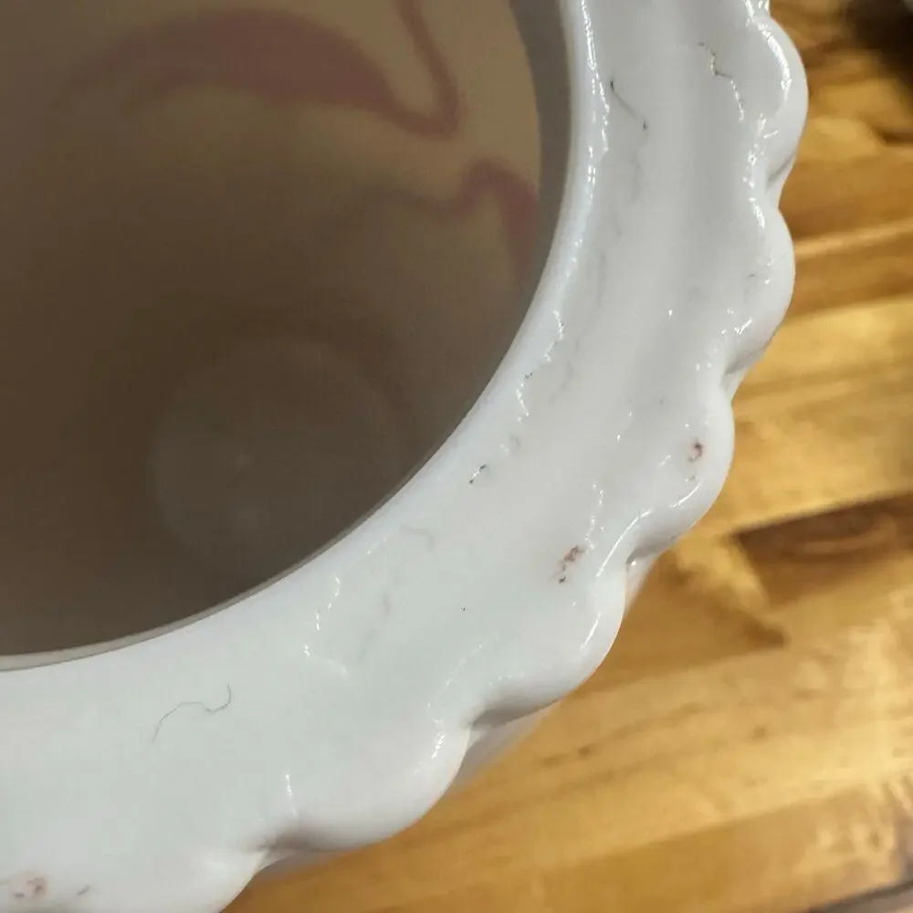 Vintage Red Flamingo Vase Anchor Hocking Vitrock Milk Glass 8